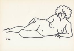  Rózsahegyi, György - Lying Nude Keeping her Hands on her Hip 